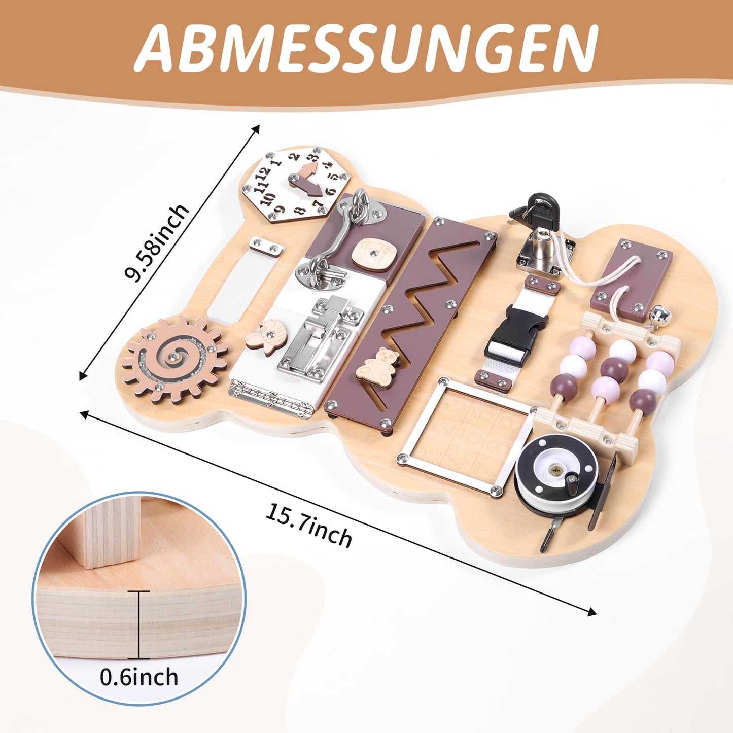 Montessori Busy Board Kleiner Bär – Motorik Holzspielzeug