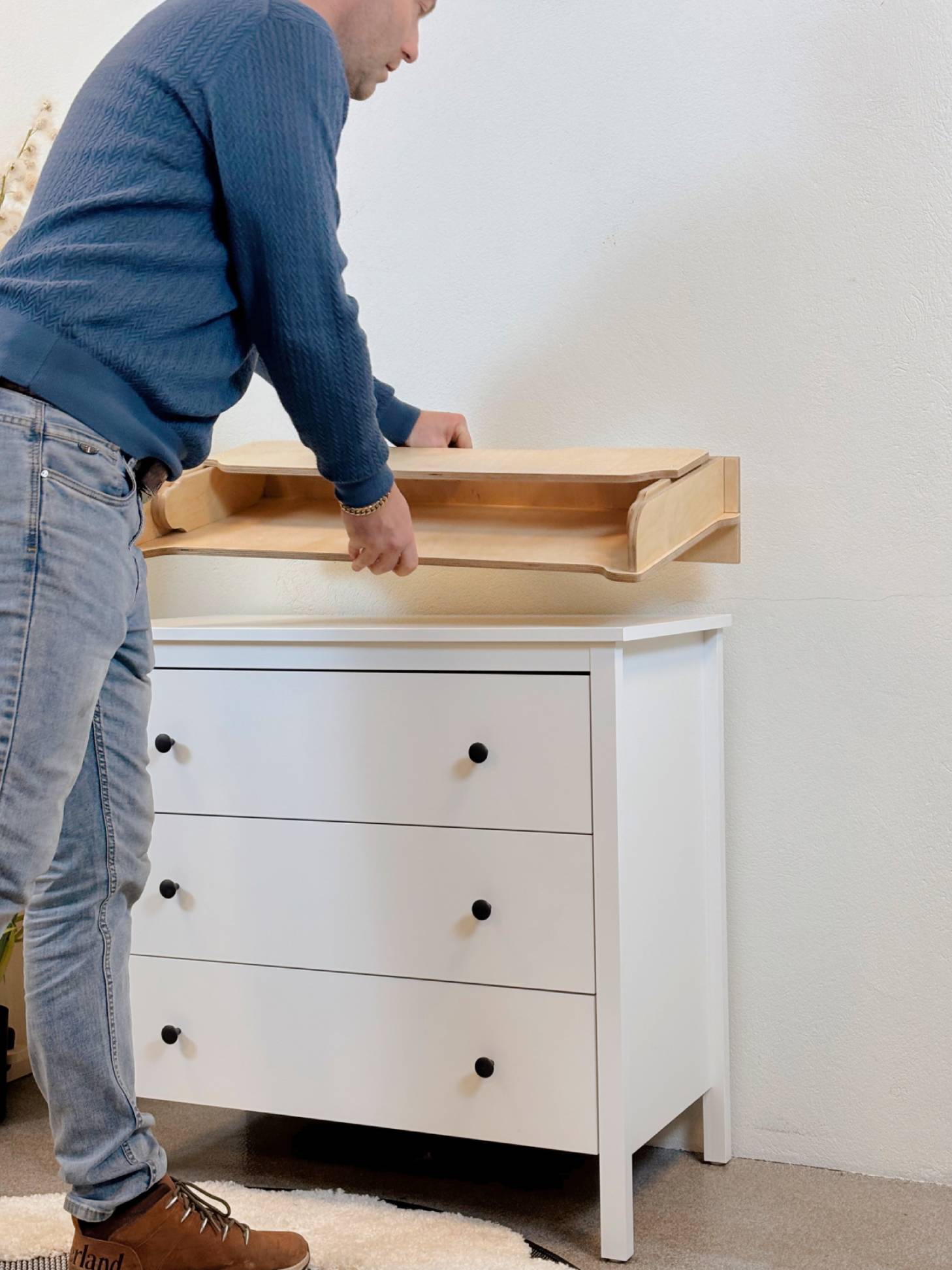 Wickelaufsatz für Kommode aus Holz für Baby – platzsparender Wickeltisch Aufsatz