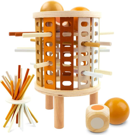 Farblernturm Montessori Spielzeug – Rund (Drop-Stick & Kugelspiel)