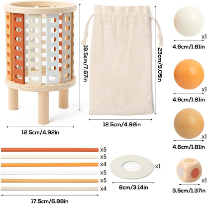 Farblernturm Montessori Spielzeug – Rund (Drop-Stick & Kugelspiel)