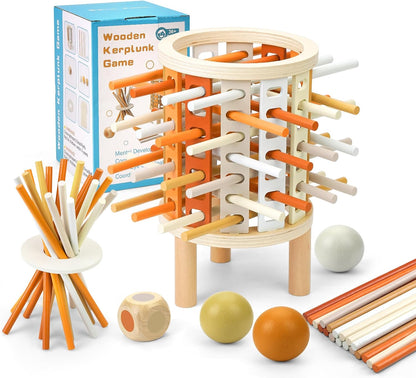 Farblernturm Montessori Spielzeug – Rund (Drop-Stick & Kugelspiel)