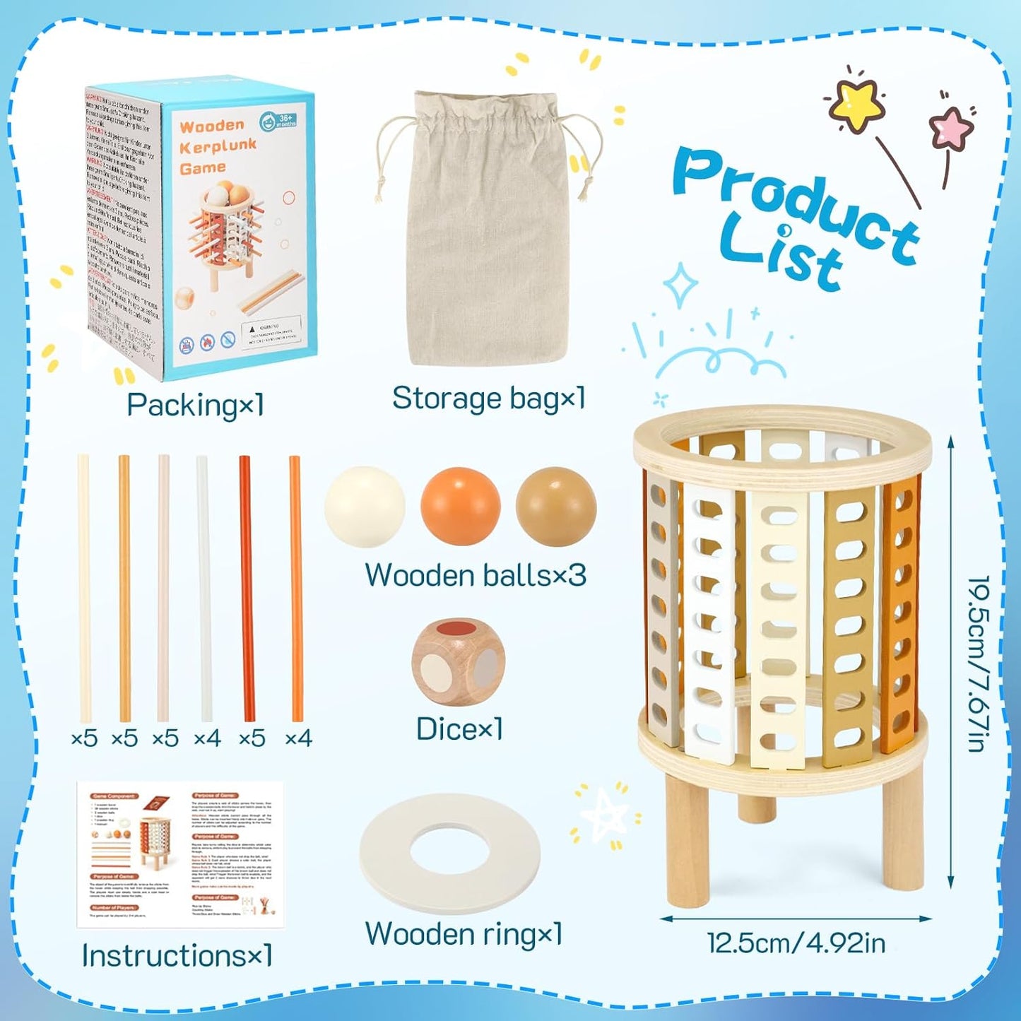 Farblernturm Montessori Spielzeug – Rund (Drop-Stick & Kugelspiel)
