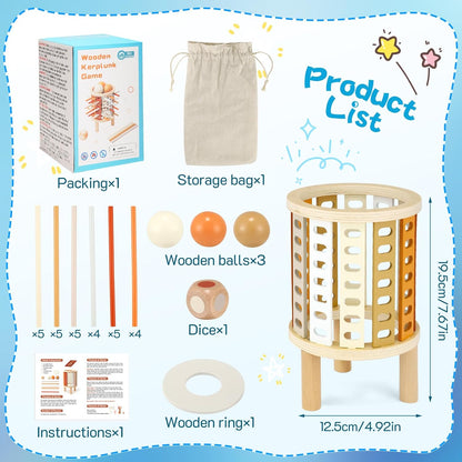 Farblernturm Montessori Spielzeug – Rund (Drop-Stick & Kugelspiel)