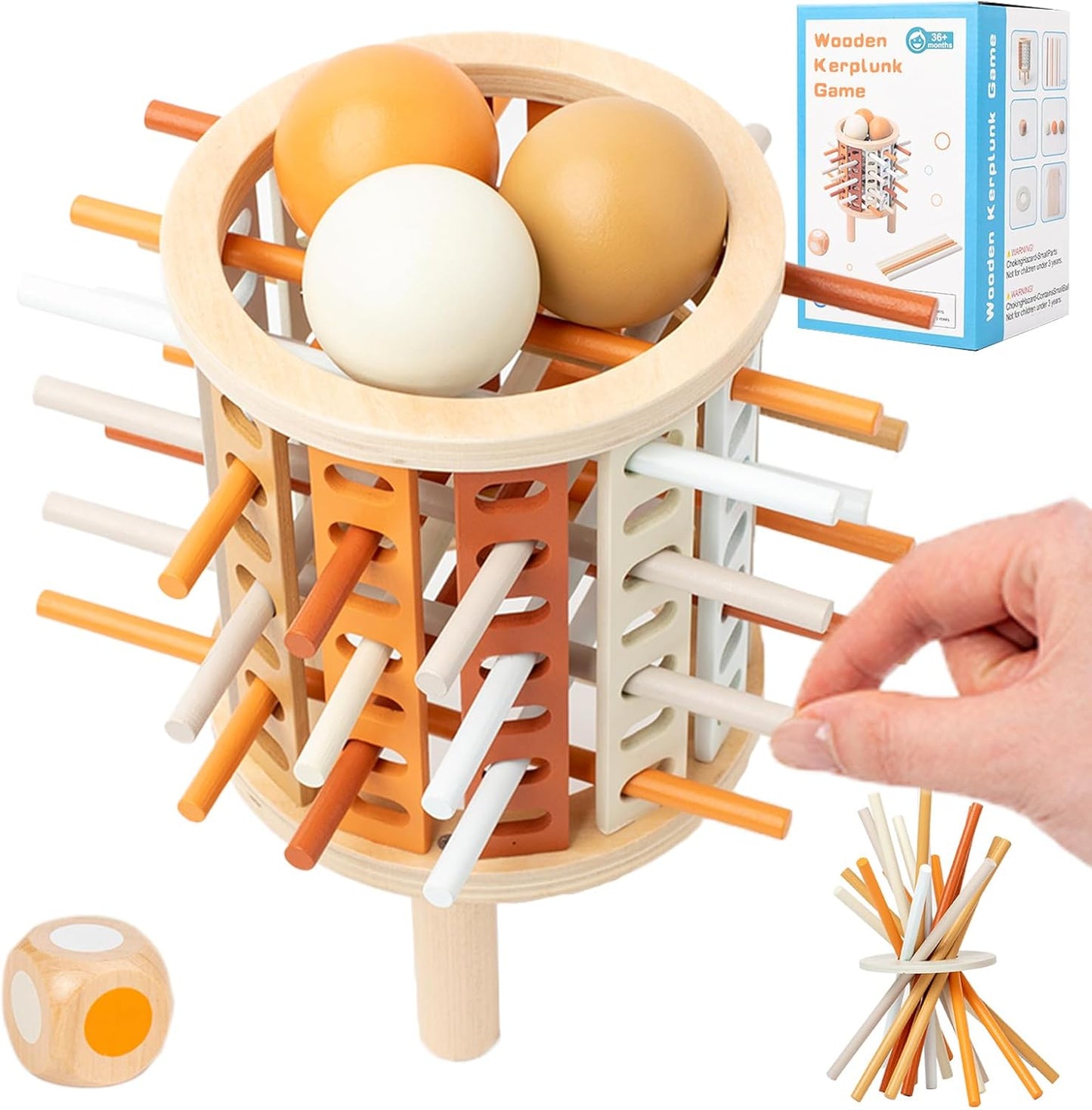 Farblernturm Montessori Spielzeug – Rund (Drop-Stick & Kugelspiel)