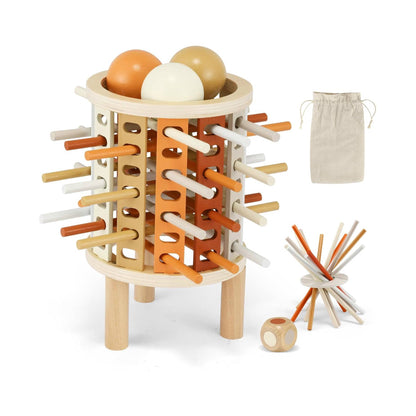 Farblernturm Montessori Spielzeug – Rund (Drop-Stick & Kugelspiel)