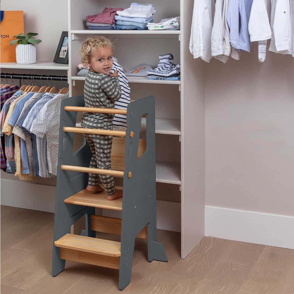 Kids standing tower helping children wash hands cook and explore independently