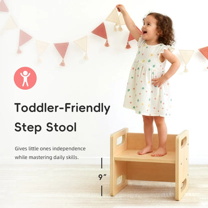 Montessori Kinderbank als Tritthocker nutzbar