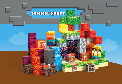 Magnetbausteine Tunnel Quest mit Tunnel, Baum, TNT-Block und Leuchtwürfel