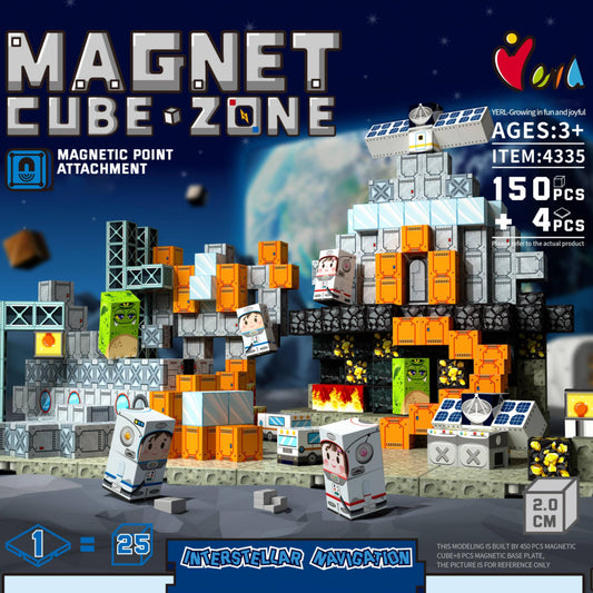 Magnetbausteine Weltraum 2 cm mit Raumstation und Raketen Design