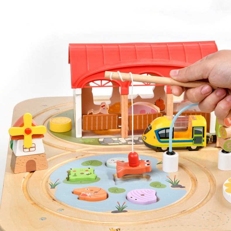 9-in-1 Holz-Aktivitätstisch | All-in-One Lernzentrum für Kleinkinder