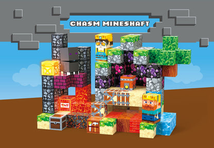 Magnetwürfel Chasm Mineshaft mit Mine, Schatzkiste, Figuren und Höhlenblöcken