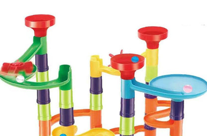 MontessoriLernwelt Kugelbahn-Bausteine Set – Murmelbahn Bauset 76–268 Teile für Kinder ab 3 Jahren, kompatibel mit Groß-Baustein-Systemen