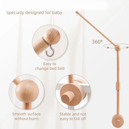 Buchenholz Mobile-Halter fürs Babybett – 2-stufig & 360° drehbar