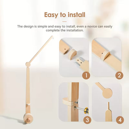 Buchenholz Mobile-Halter fürs Babybett – 2-stufig & 360° drehbar