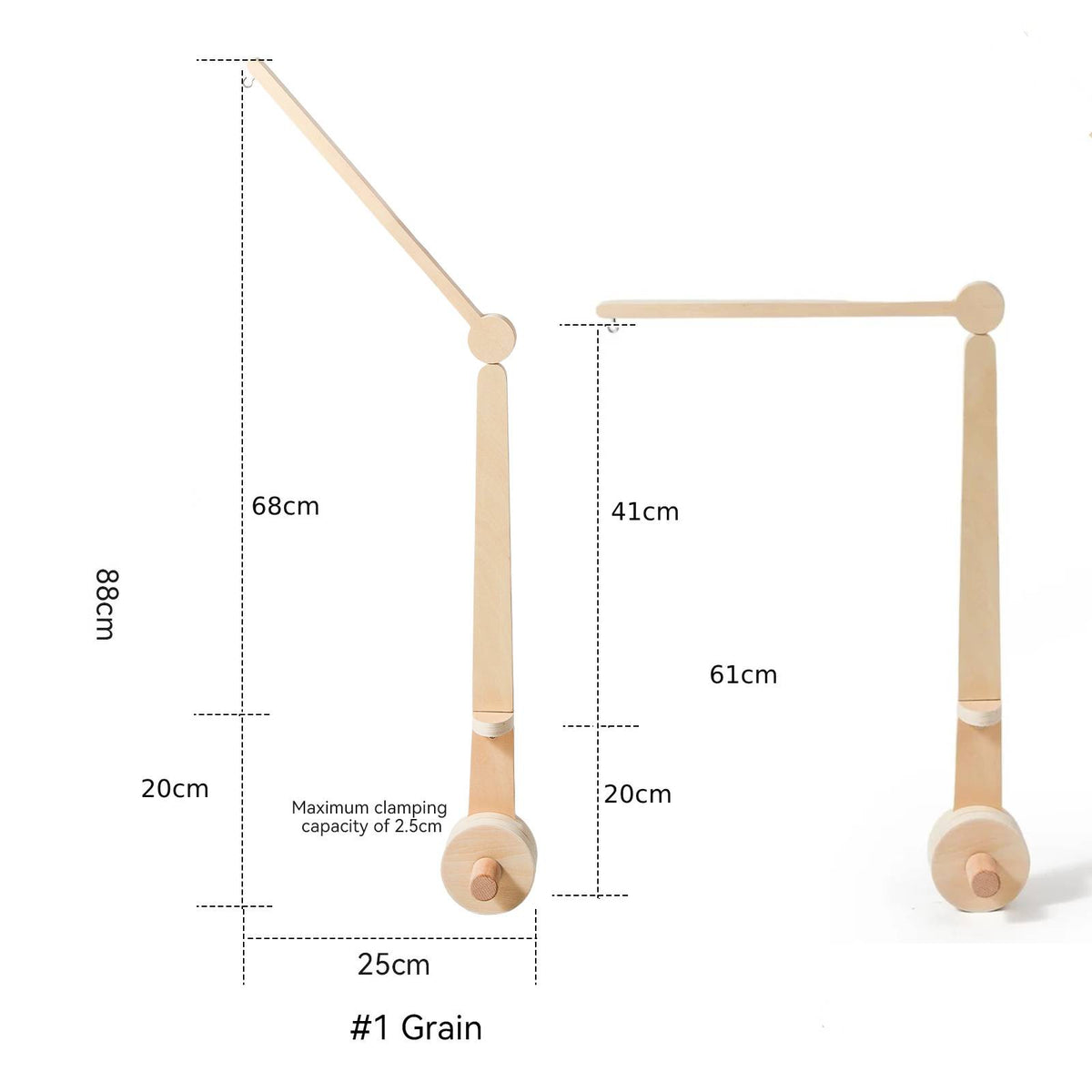 Buchenholz Mobile-Halter fürs Babybett – 2-stufig & 360° drehbar