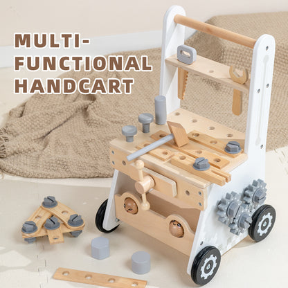 Montessori Lauflernwagen 2in1 Baby Motorikwagen Werkzeugbank Holz