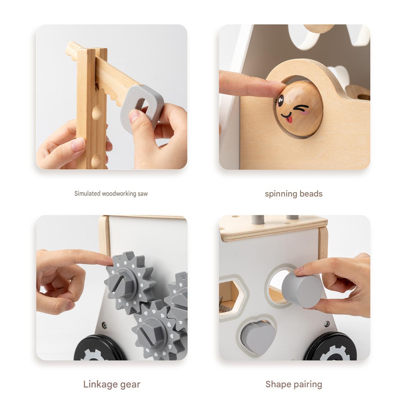 Montessori Lauflernwagen 2in1 Baby Motorikwagen Werkzeugbank Holz