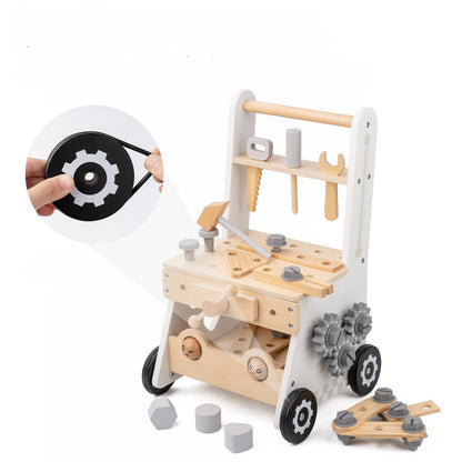 Montessori Lauflernwagen 2in1 Baby Motorikwagen Werkzeugbank Holz