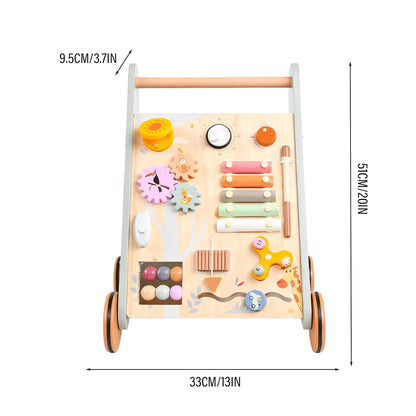 Montessori Schiebewagen aus Holz – Spielzeug mit Xylophon & Spielelementen