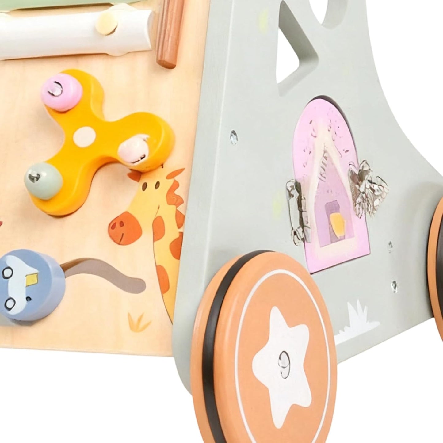 Montessori Schiebewagen aus Holz – Spielzeug mit Xylophon & Spielelementen