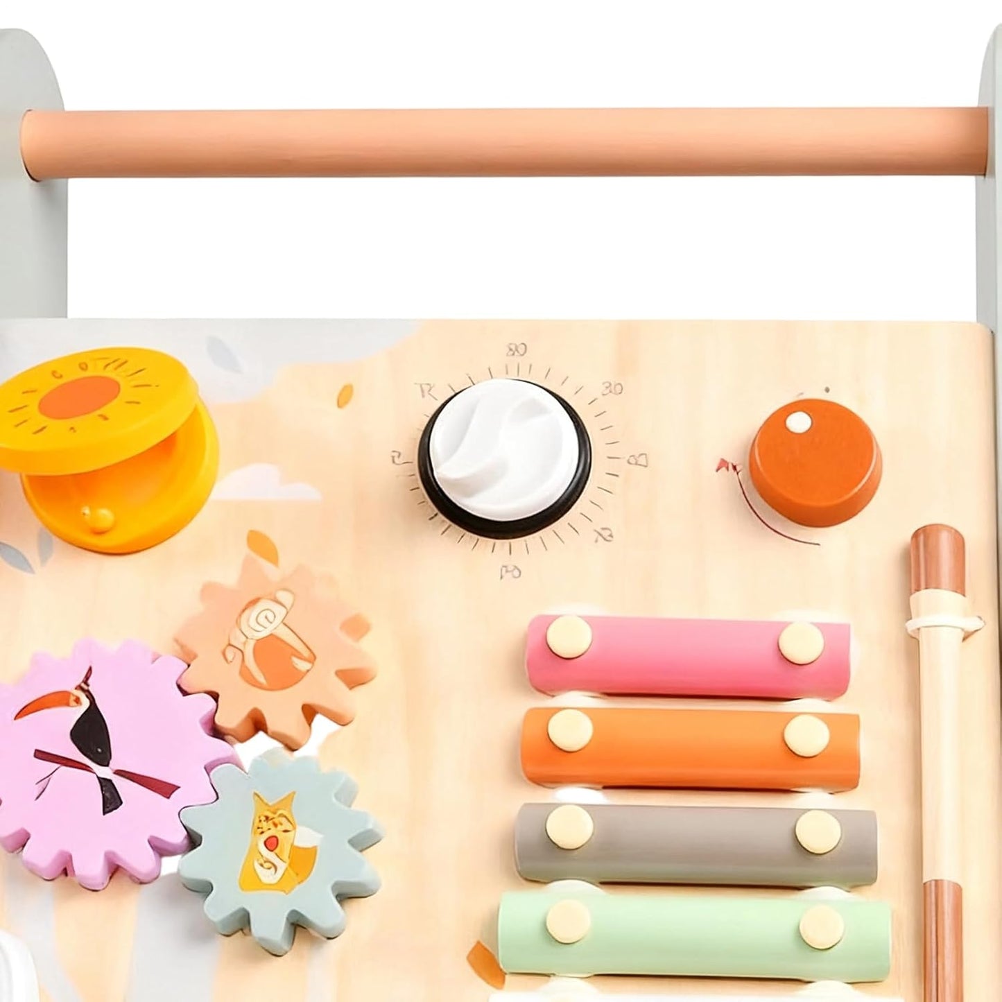 Montessori Schiebewagen aus Holz – Spielzeug mit Xylophon & Spielelementen