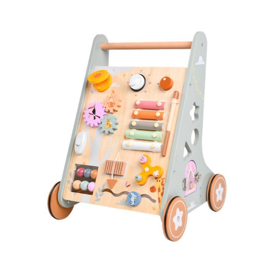 Montessori Schiebewagen aus Holz – Spielzeug mit Xylophon & Spielelementen