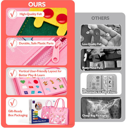 Montessori Busy Board/Quiet Book, 8 Pages – Unicorn
