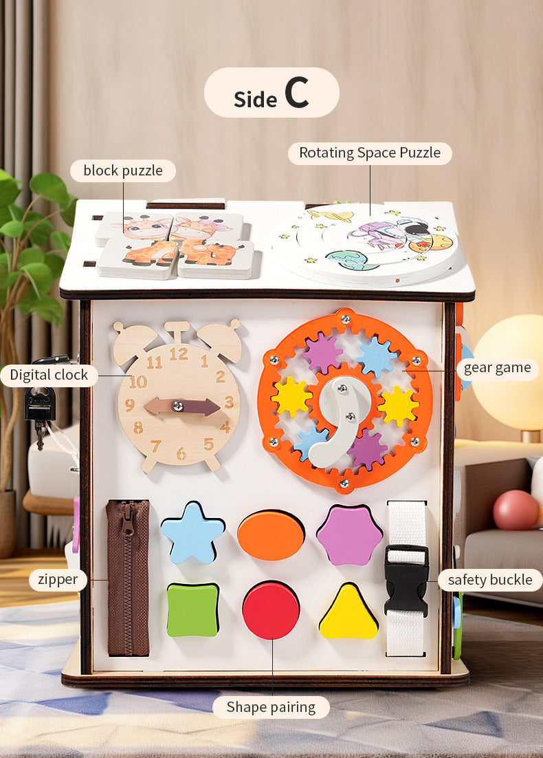 Montessori Busy House XXL Holz – Motorikspielzeug Haus mit Schlössern, Zahnrädern und Lernspielen für Kinder