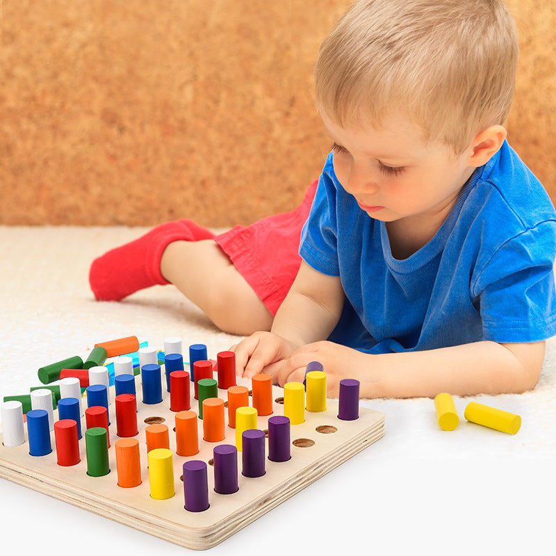 Montessori Steckspiel Holz Kinder Farben sortieren Motorikspiel Konzentration Lernspielzeug