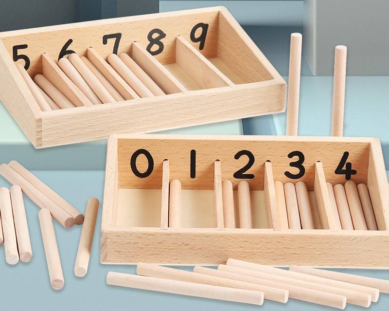 Montessori Zählbrett Holz Kinder Zahlen lernen Mengen verstehen Lernspiel Mathematik Spielzeug