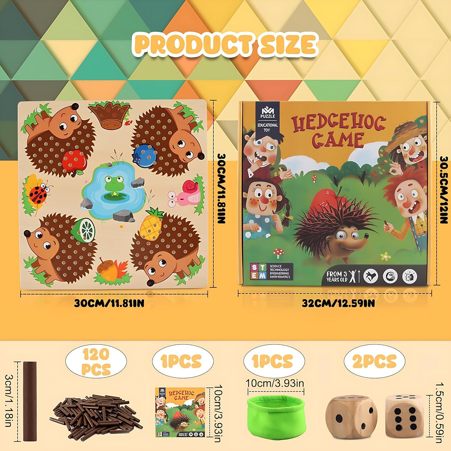 Montessori Igel Spiel Holz Kinder Steckspiel Motorikspielzeug Lernspiel mit Würfel