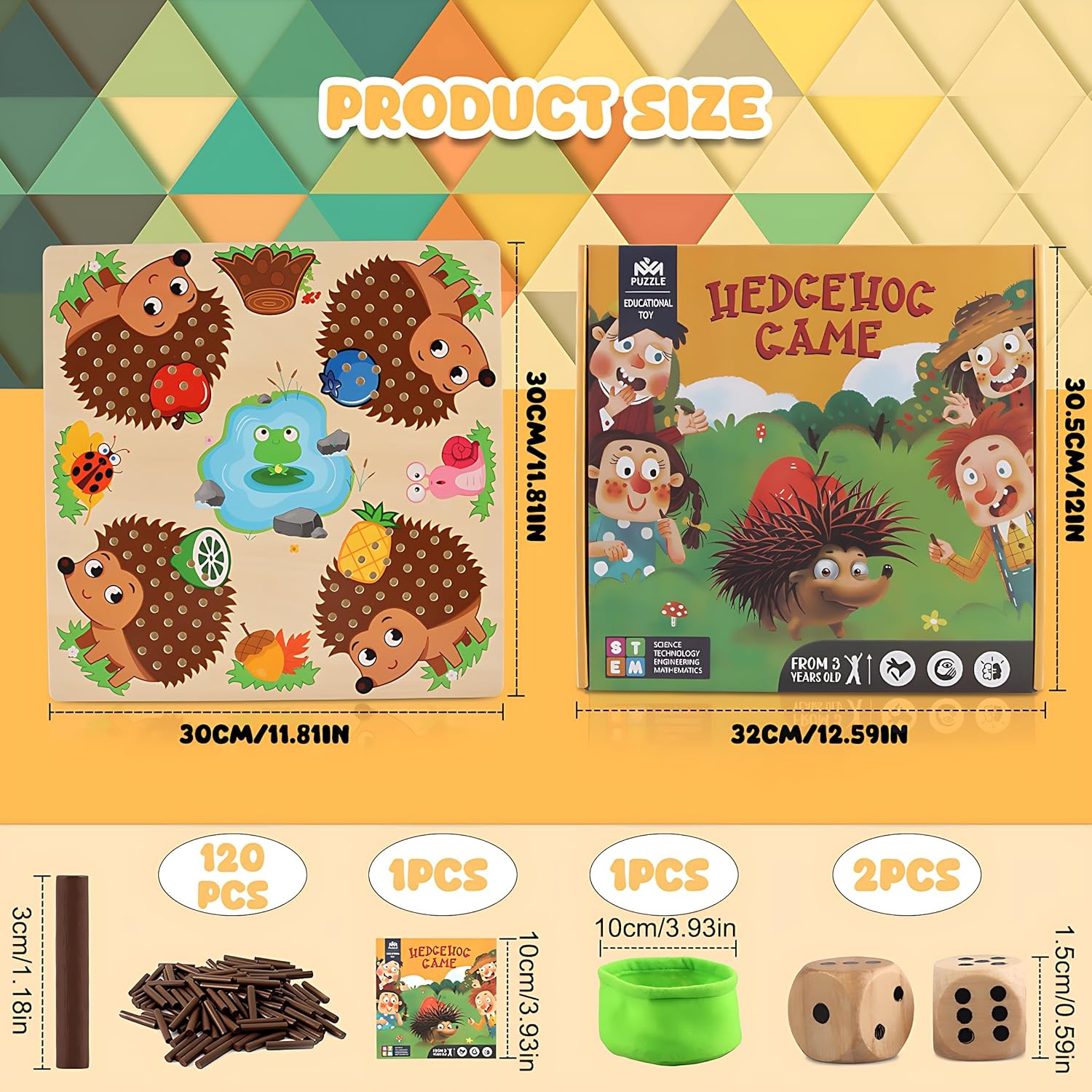Montessori Igel Spiel Holz Kinder Steckspiel Motorikspielzeug Lernspiel mit Würfel