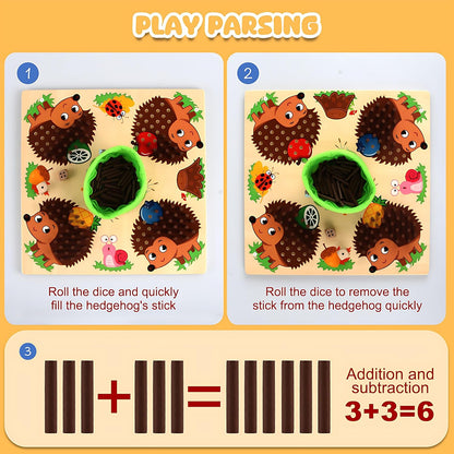 Montessori Igel Spiel Holz Kinder Steckspiel Motorikspielzeug Lernspiel mit Würfel