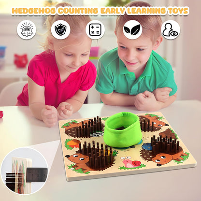 Montessori Igel Spiel Holz Kinder Steckspiel Motorikspielzeug Lernspiel mit Würfel