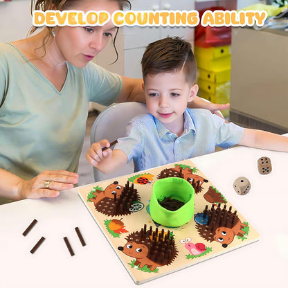 Montessori Igel Spiel Holz Kinder Steckspiel Motorikspielzeug Lernspiel mit Würfel