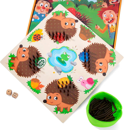 Montessori Igel Spiel Holz Kinder Steckspiel Motorikspielzeug Lernspiel mit Würfel