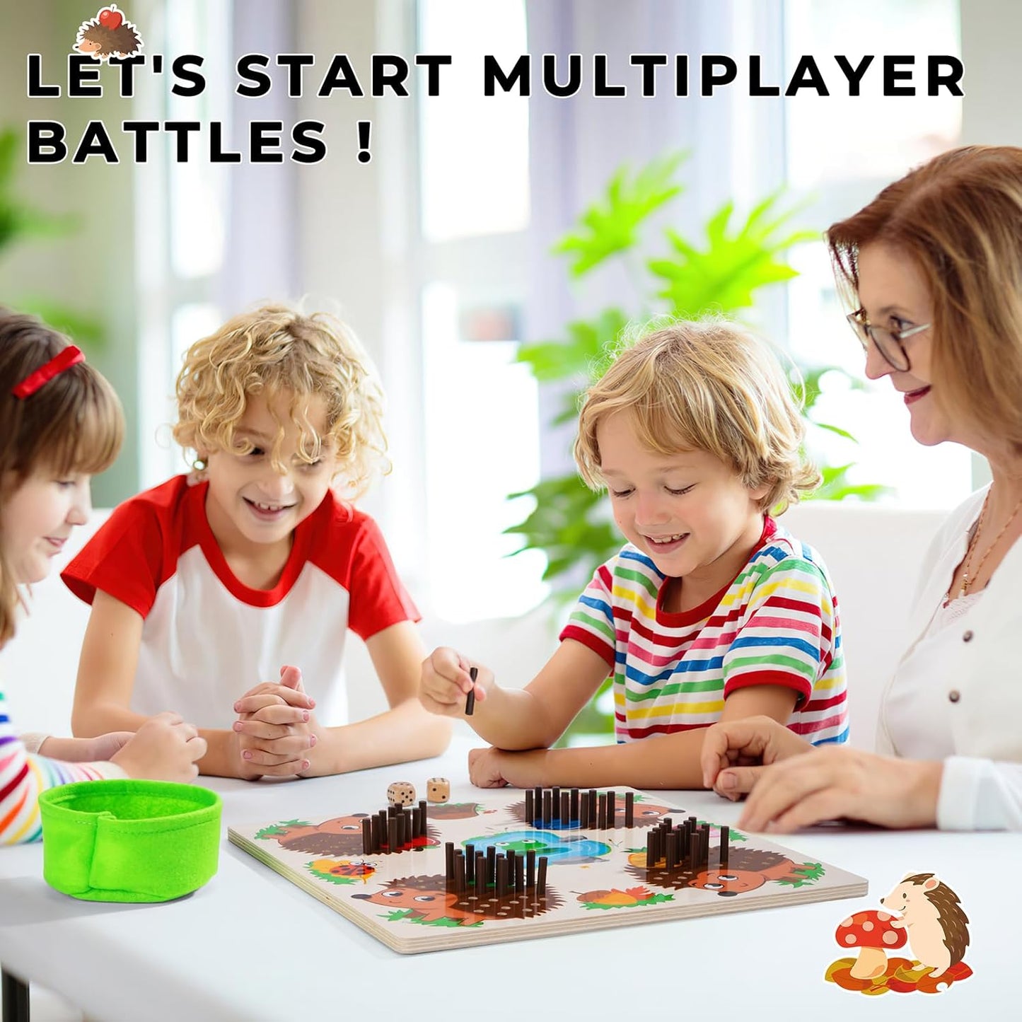 Montessori Igel Spiel Holz Kinder Steckspiel Motorikspielzeug Lernspiel mit Würfel
