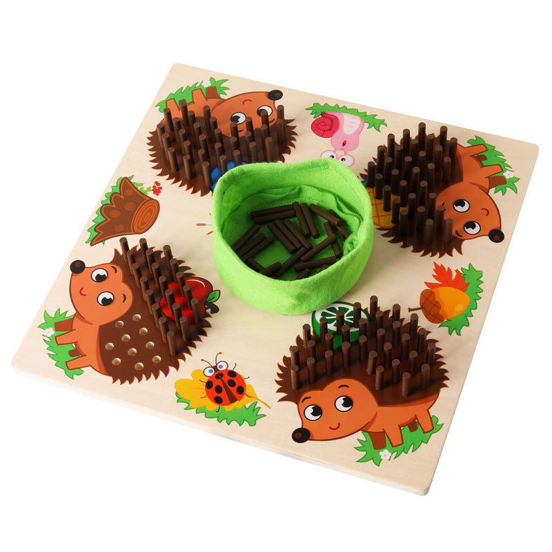 Montessori Igel Spiel Holz Kinder Steckspiel Motorikspielzeug Lernspiel mit Würfel
