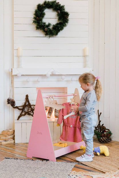 Montessori Kleiderständer für Kinder aus Holz – offener Kinder Kleiderständer für mehr Ordnung und Selbstständigkeit