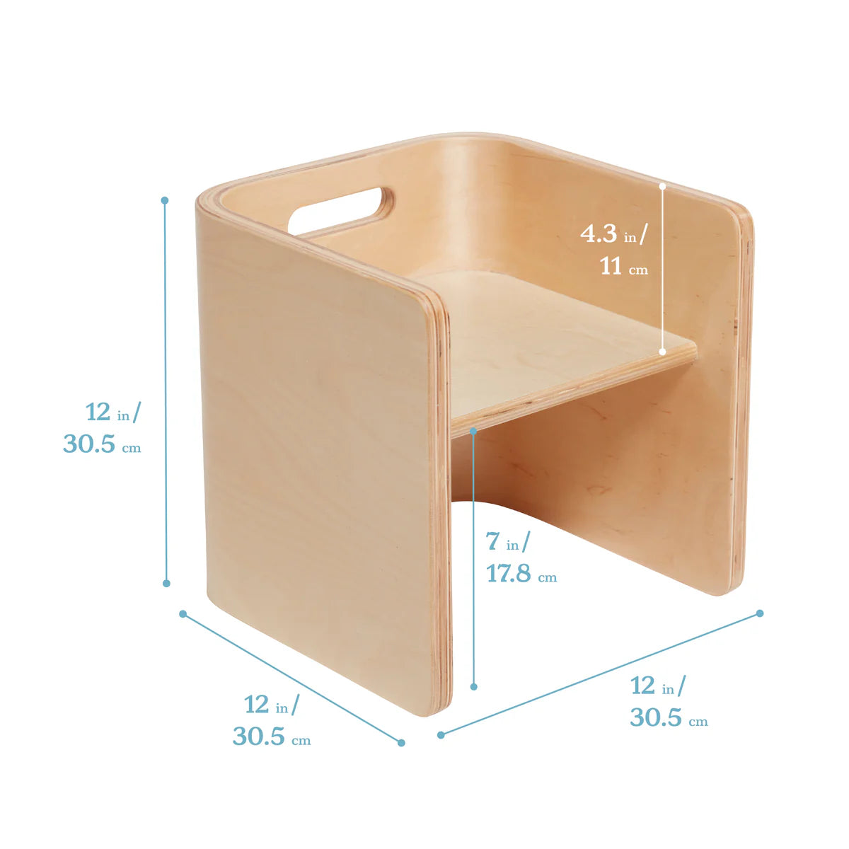Montessori Kinderstuhl Holz 3in1 Multifunktion Sitzhocker Tisch für Kinder
