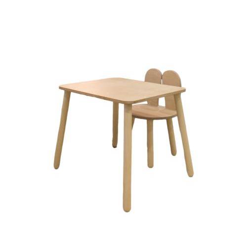Ensemble table et chaise Montessori pour enfant en bois – Design lapin
