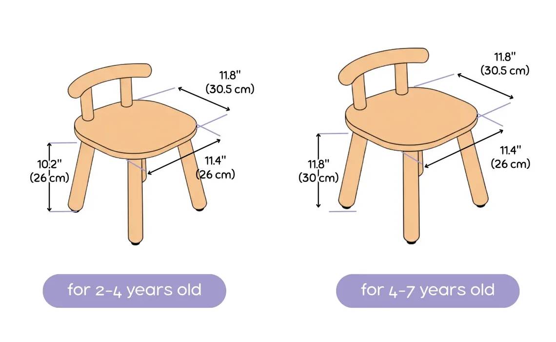 Montessori Kinderstuhl aus Buchenholz mit Rückenlehne für Kinder stabil ergonomisch