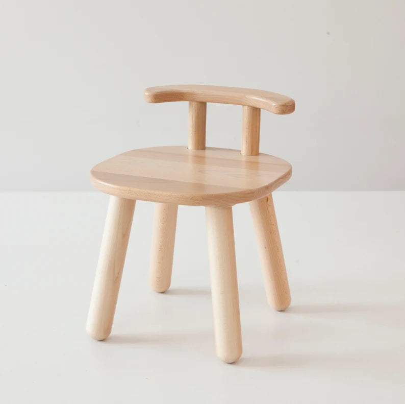 Montessori Kinderstuhl aus Buchenholz mit Rückenlehne für Kinder stabil ergonomisch