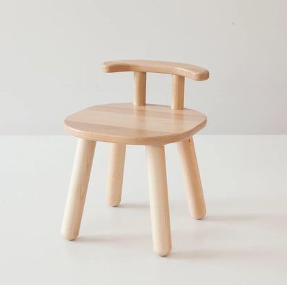 Montessori Kinderstuhl aus Buchenholz mit Rückenlehne für Kinder stabil ergonomisch