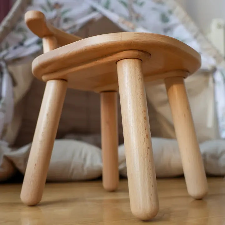 Montessori Kinderstuhl aus Buchenholz mit Rückenlehne für Kinder stabil ergonomisch