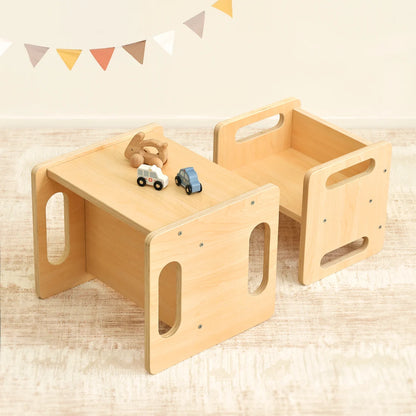Montessori Kindertisch mit Sitzbank aus Holz