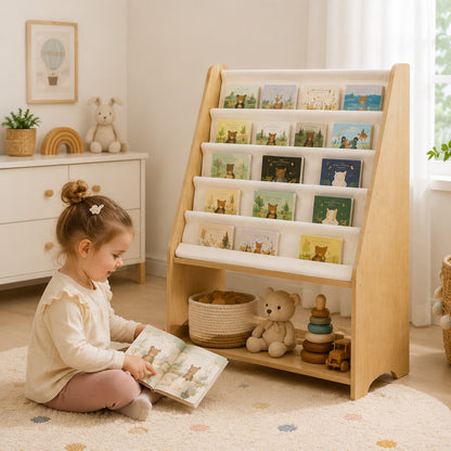 Montessori Bücherregal aus Holz für eine selbstständige Leseumgebung