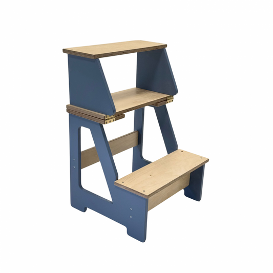 Montessori Klapp Tritthocker aus Holz 2in1 Kinderstuhl und Steighilfe stabil