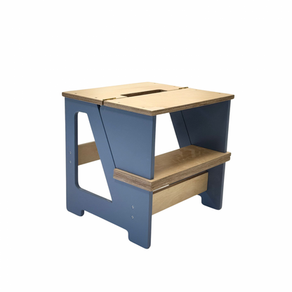 Montessori Klapp Tritthocker aus Holz 2in1 Kinderstuhl und Steighilfe stabil