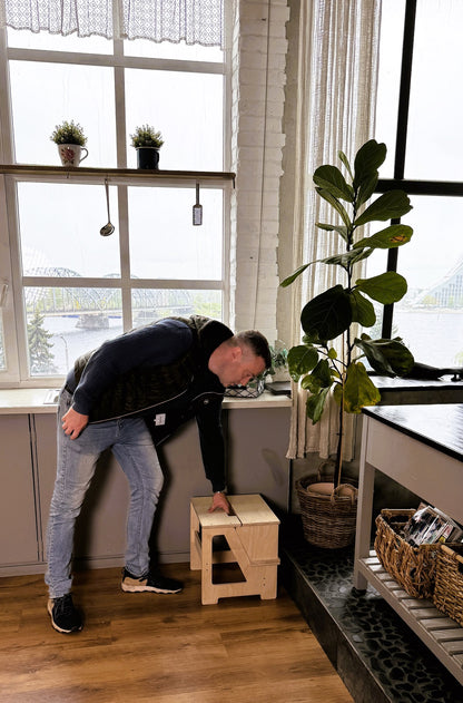 Montessori Klapp Tritthocker aus Holz 2in1 Kinderstuhl und Steighilfe stabil